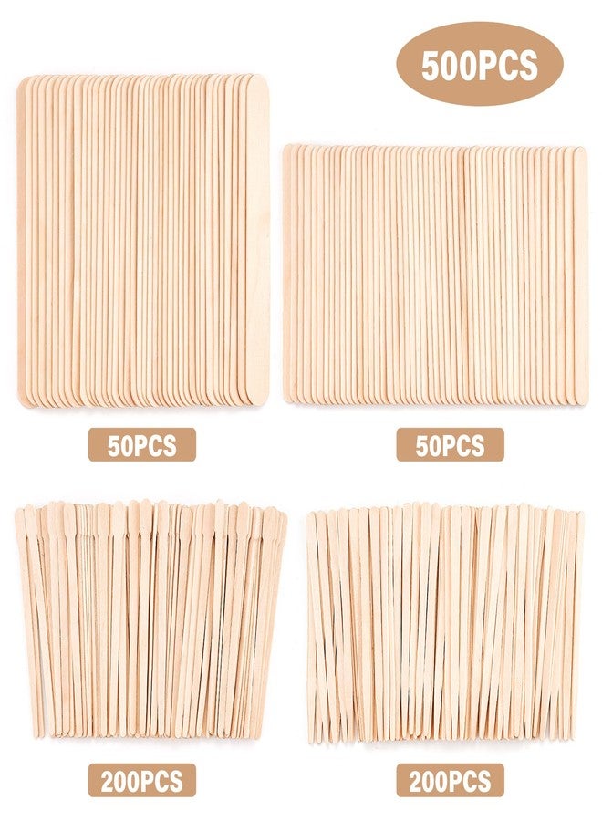 EWVVSS 4 Style 500 Pcs Waxing Sticks Assorted Wax Applicator Sticks For Body Legs Face With Small Medium Large Sizes Wood Popsicle Sticks For Waxing Or Wood Craft Sticks - Image 3